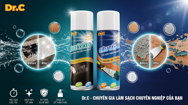 Giải Pháp Hoàn Hảo Hậu Thi Công: Đánh Bay Vết Sơn Và Keo Dính Cùng Bộ Đôi Dr.Clean